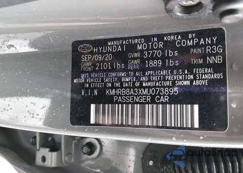 2021 Hyundai Venue Se из США, поврежденный, VIN KMHRB8A3XMU073895